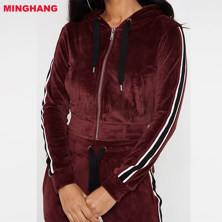 red velour jogging suit