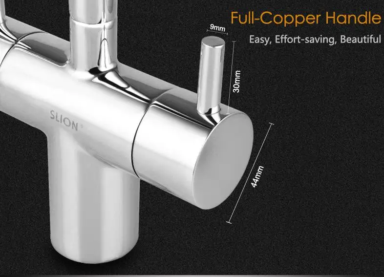 Brass dual handles hot cold water kitchen tap with cartridge two handle kitchen faucets chromed mixer