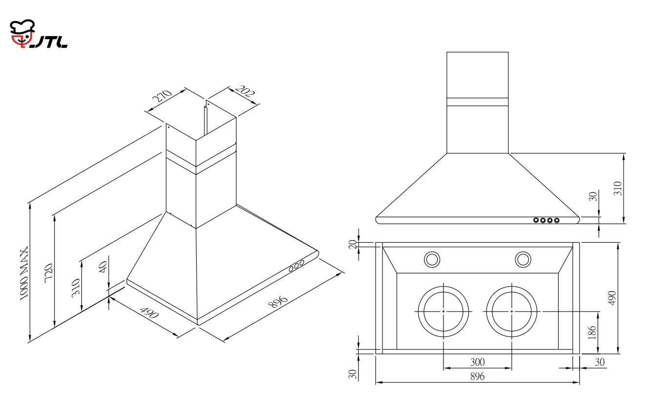 Kitchen ventilation stainless steel appliance range hood