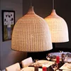 Bell-shaped rattan hanging lampshade, white color