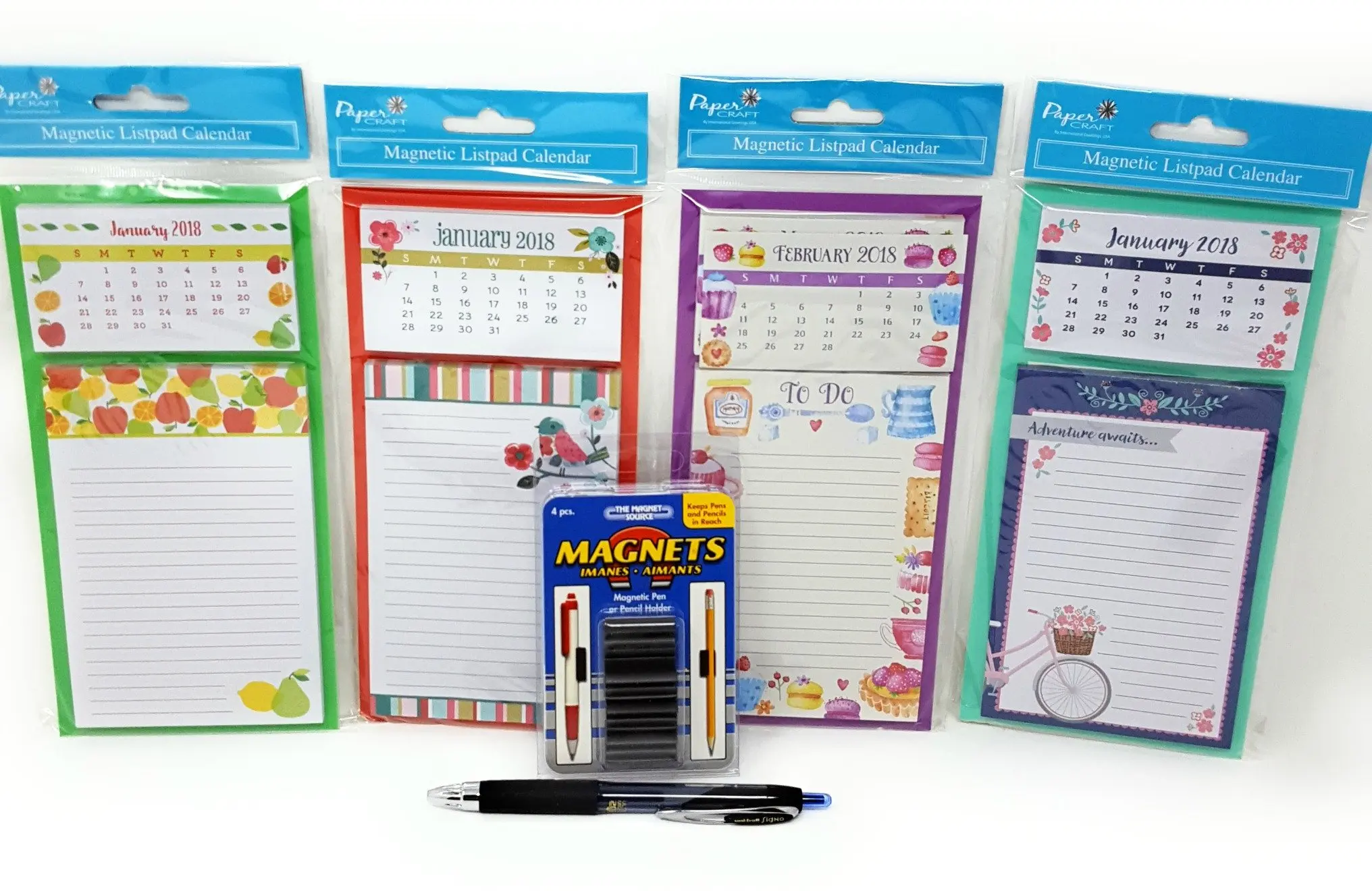 2 pads+1 pen holder +1 magnet with Bonus Leather Pen Holder and Fridge Magnet HOLDM Strong Refrigerator Magnetic Memo Notepads for To Do List