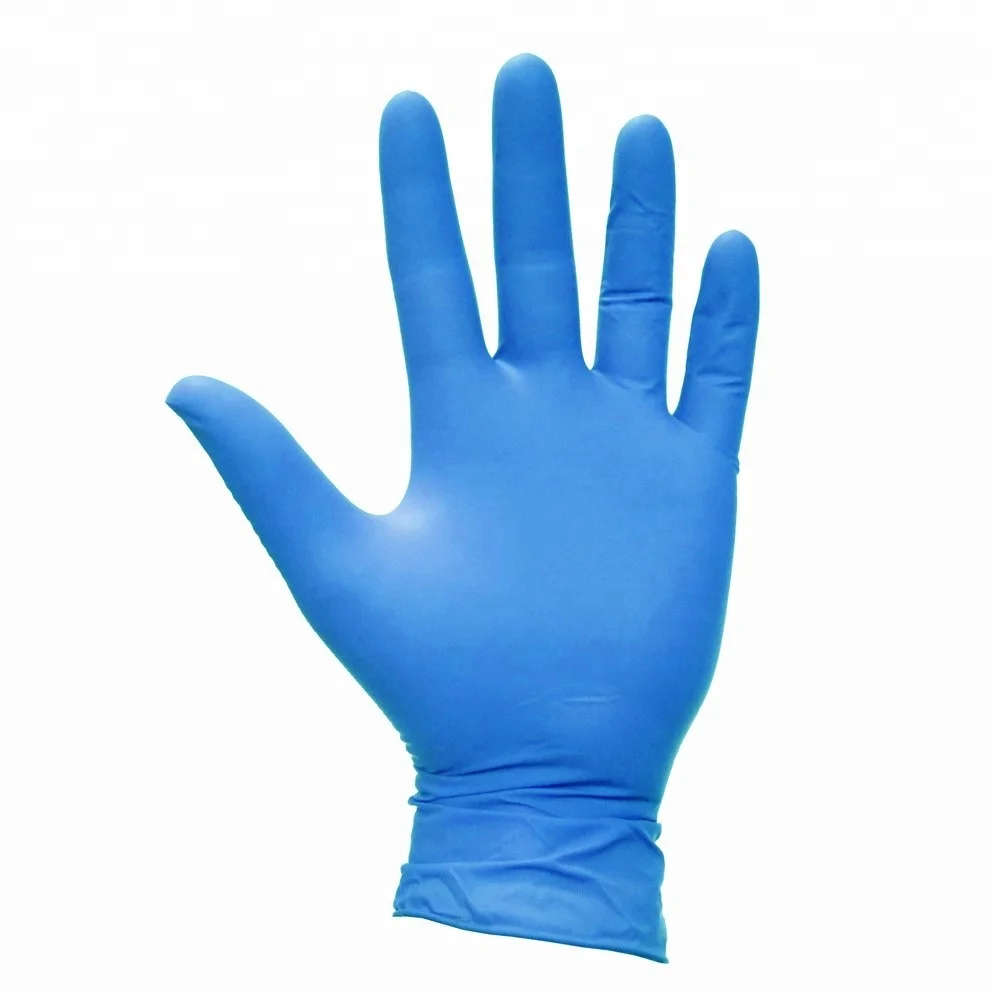 quality disposable finger texture sky blue nitrile glove powder