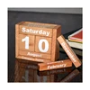 Wholesale Glossy Finish Office Desk Accessory Wood Block Daily Perpetual Calendar