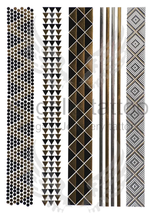 Fashionable Woman Jewelry Dimitra - Flash Metallic Temporary Tattoo - Gold / Silver / Black Color