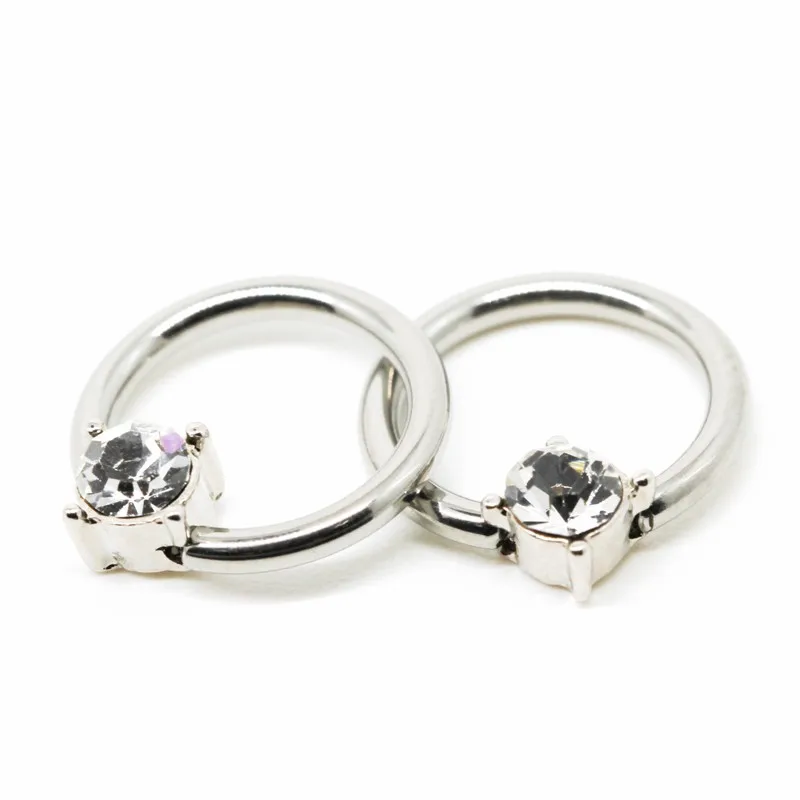 Prong Set Clear Cz Gem Bcr Piercing Women Body Jewelry
