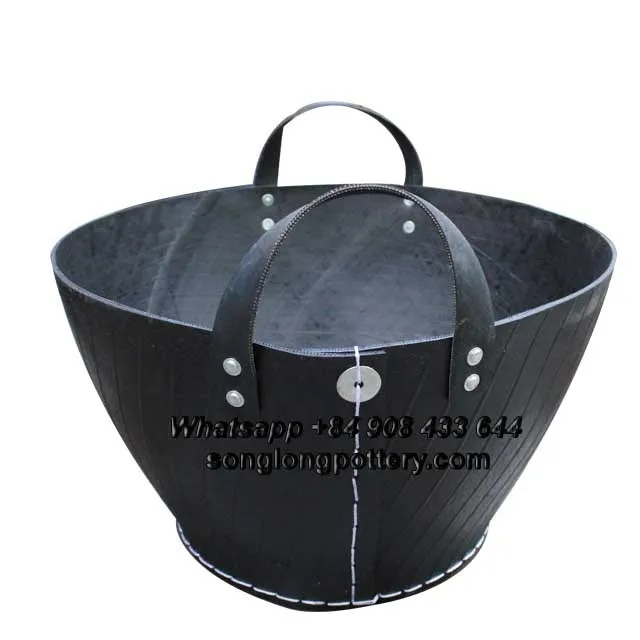 Home And Garden Recycled Tire Rubber Basket Tradition With Handles