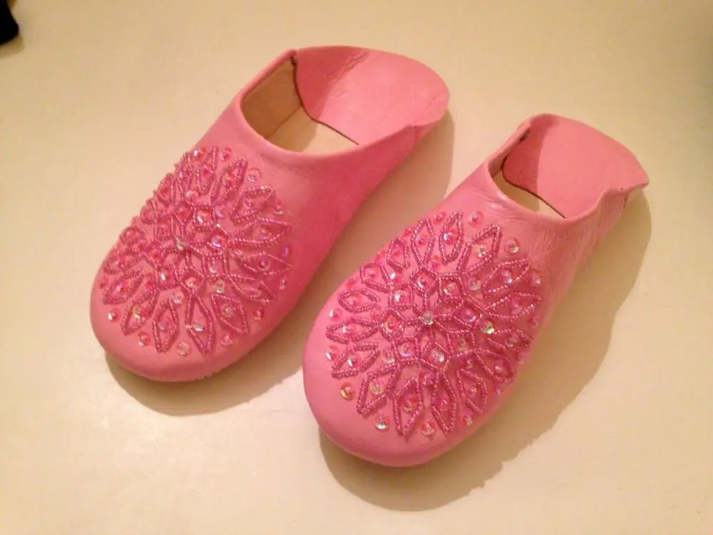 Moroccan Babouches Leather Slippers Handmade For Women Sheepskin ...
