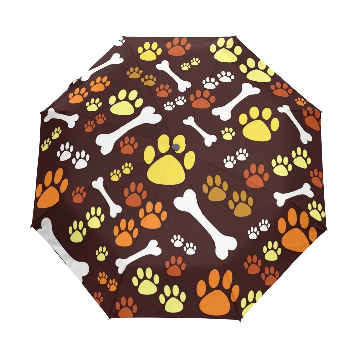 WOZO Colorful Dog Puppy Paw 3 Folds Auto Open Close Umbrella