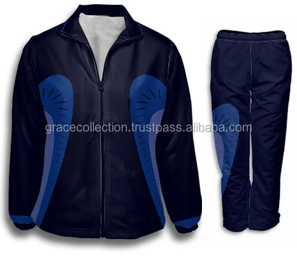 Black Blue Color Contrast Casual Full Sublimation Jogging Tracksuit