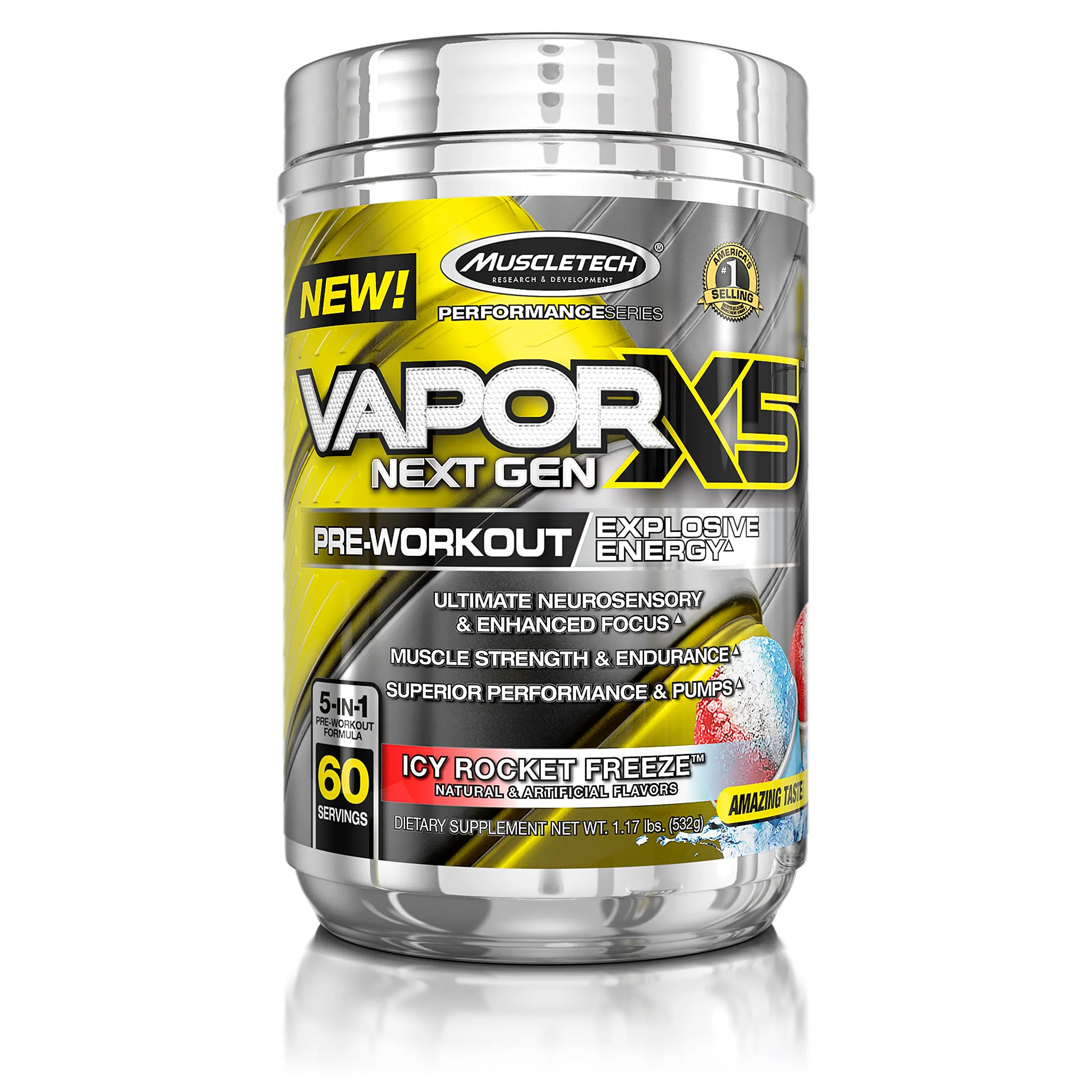 MuscleTech Performance Series Vapor X5 Next Gen Pre-Workout Powder 1.17 lbs, 60 servings