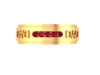 Unique Gold Band Ring in 14 karat Yellow Gold with precious Ruby Gemstone for Dads on Father's Day