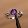 Factory cheap price amethyst gemstone ring womans engagement ring green zircon designer band ring