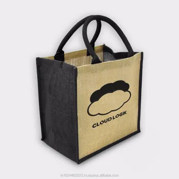 Jute Black Webbed Handle Bags Whole Recycle Eco Friendly Cotton Old Use
