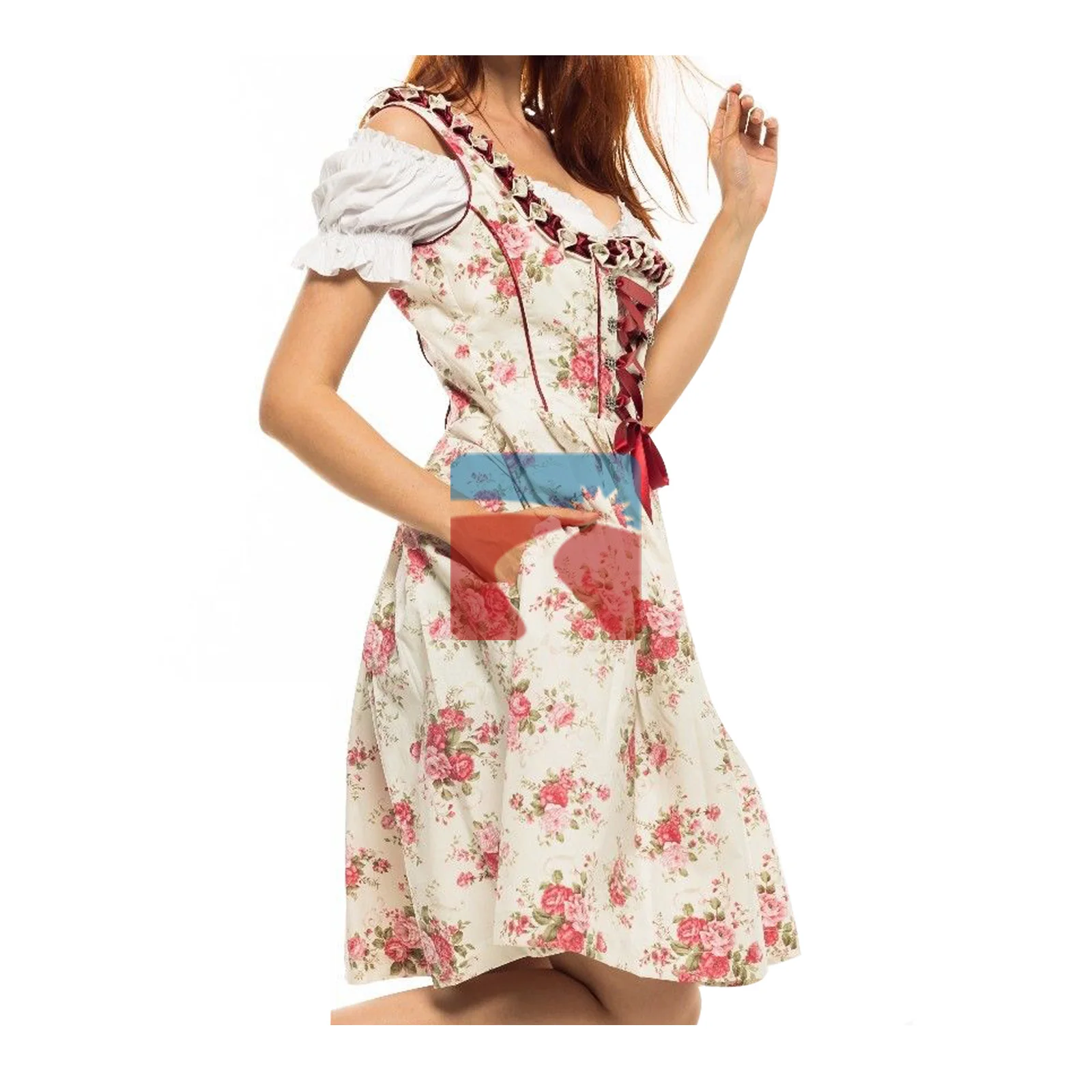 加上尺寸女装女士啤酒女佣正宗蓝色德国 dirndl 慕尼黑啤酒节服装