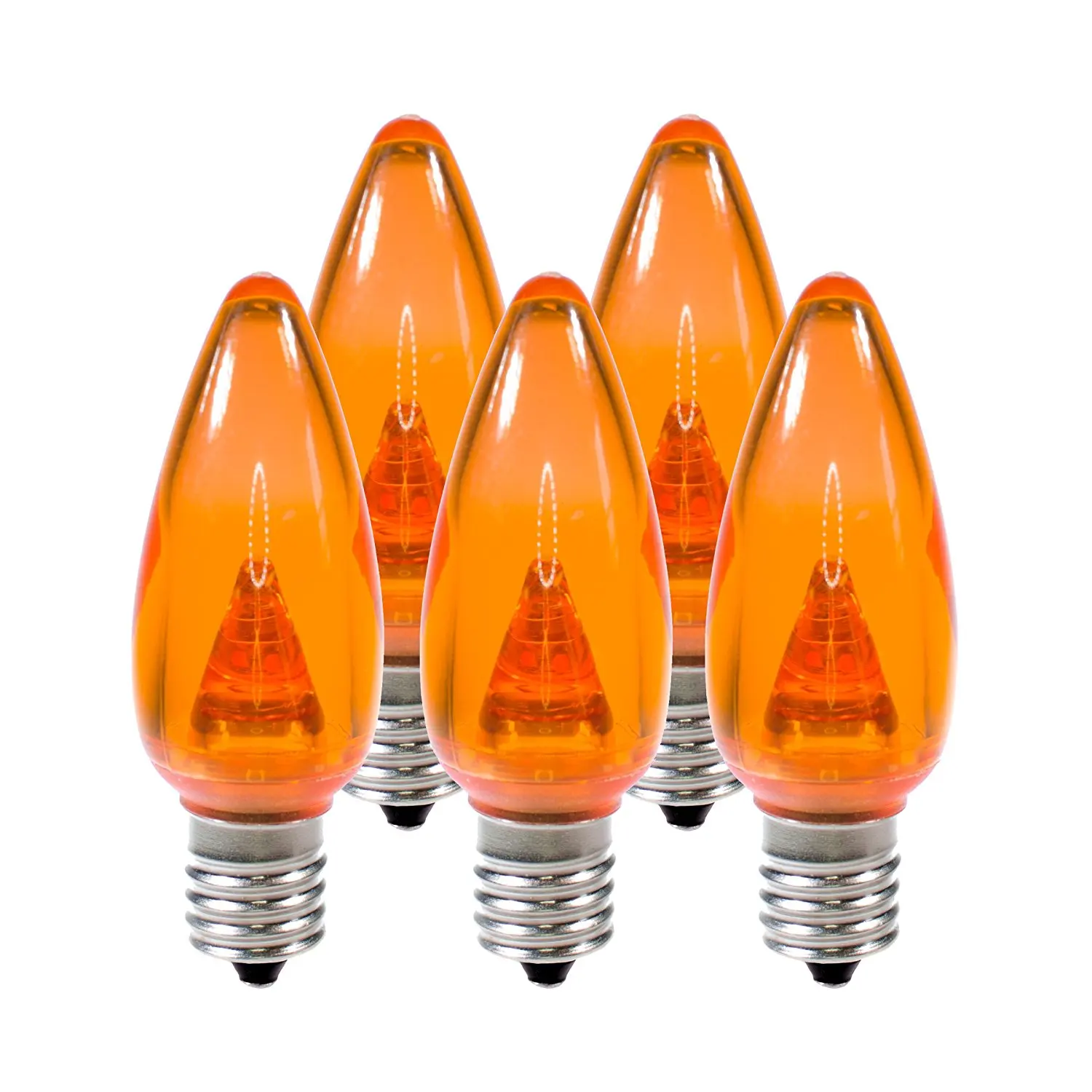 Holiday Lighting Outlet LED Smooth C9 Orange Replacement Christmas Light Bulbs for E17 Sockets, Energy Efficient Commercial Grade, 3 Diode 0.58 Watt (LED) Bulbs. Pack of 25 Bulbs