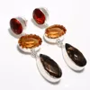 Stylish Indian Jewelry Smoky Quartz Studs With Checker Cut Topaz Gemstone Earrings