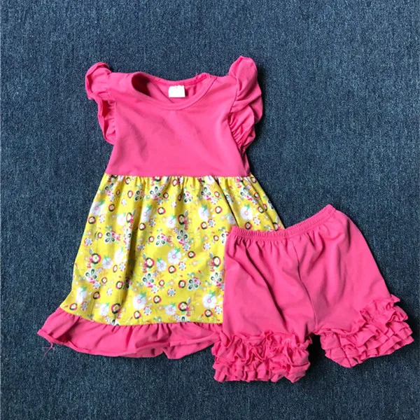 Smocked Children Clothing Wholesale Yellow Flower Remake Toddler Girl