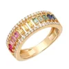 Custom 925 Sterling Silver Micro Pave Cubic Zirconia Rainbow Baguette Half Eternity Caged Band Gold Wedding Engagement Ring Band