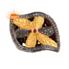 Pave Diamond and Ruby Flower Design Ring Gold Plated 925 Silver Girls Ring Manufacturer Jewelry