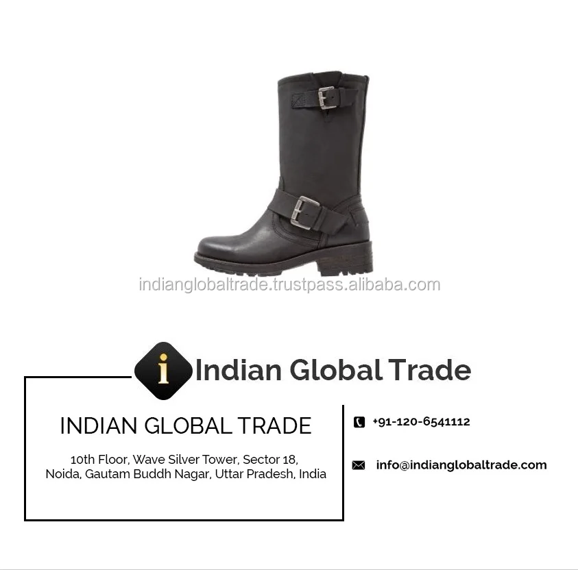 Cowboy Biker Boots Black Pure Leather Riding Boots Horse Riding Boots