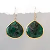 2019 latest design Raw Emerald Earrings Gold May Birthstone Earrings Jewelry Trends Green Stone Earrings Dangle