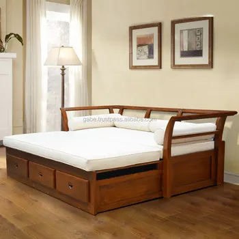 Daybed Sofa Indoor With 3 Drawers Natural Grade A Teak Wood