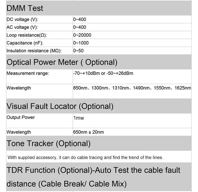 TM600 ADSL2 Tester ADSL/ADSL2+/OPM/ VFL/TDR Function/Tone Tracker All-in-1 test 