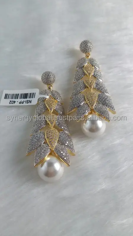 Beautiful American Diamond Earrings With Pearls At Best Price For