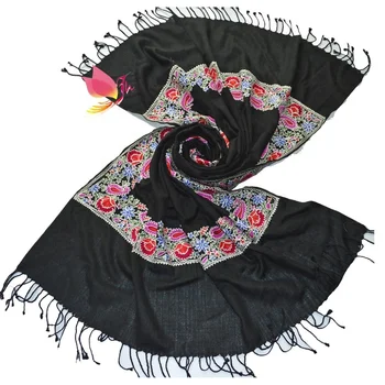 embroidered wool scarf