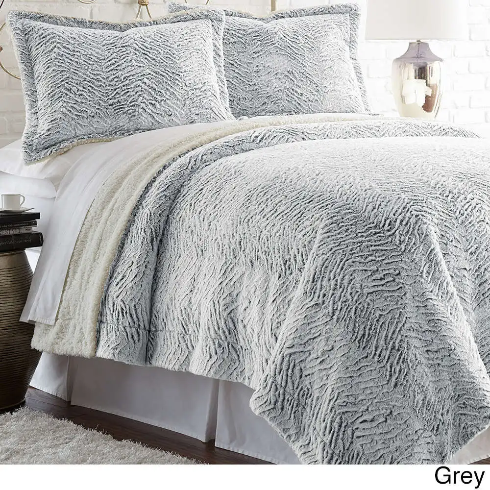 Wholesale 3 Piece Faux Fur Queen Comforter Set Zebra Design Buy