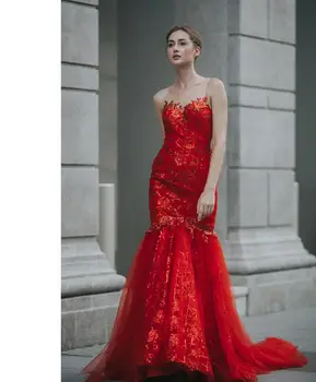 red designer gown