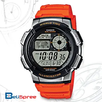 casio orange digital watch