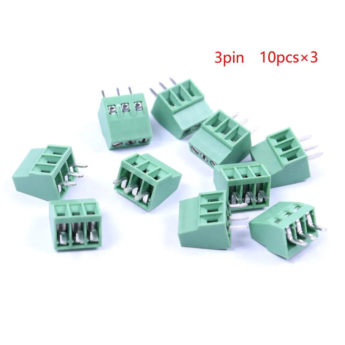 Atoplee 30pcs 3 Pole 2.54mm Pitch PCB Mount Screw Terminal Block Connector