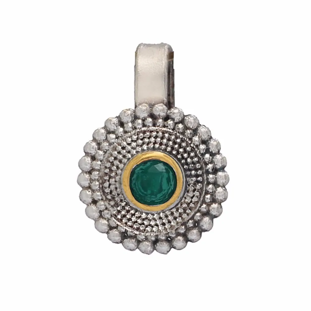 Evergreen Collection of Gold & Silver Oxidised Green Color Flower Shape Nose Pin For Girls & Women