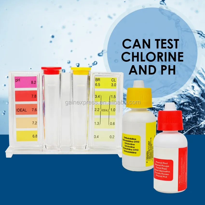 Orthotolidine Phenol Red Solutions Water Ph Tester Quality Pool Cl2