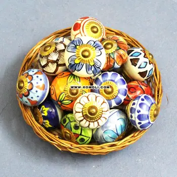 Assorted Color Hand Painted Ceramic Door Knobs India Handmade