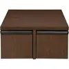 Luxury Classical Wooden Walnut Finish Coffee Table With Nested Stools