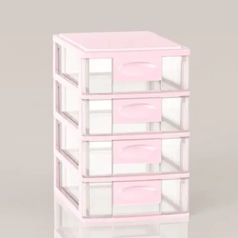 Pink Plastic Mini Cabinet High Quality Storage Cabinet 4 Drawers