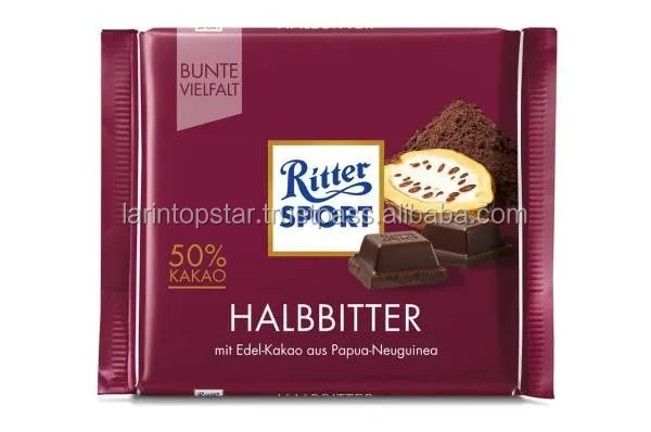 Ritter Sport Dark Chocolate 50 Kakao Halbbitter 100g View Ritter Sport Ritter Sport Product Details From Larin Topstar Gida Ithalat Ihracat Sanayi Ticaret Limited Sirketi On Alibaba Com