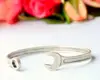 spanner tool unisex brass silver filled cuff bangle. Snap On Spanner bangle. monkey wrench brass bracelet Jewellery, screw wrenc