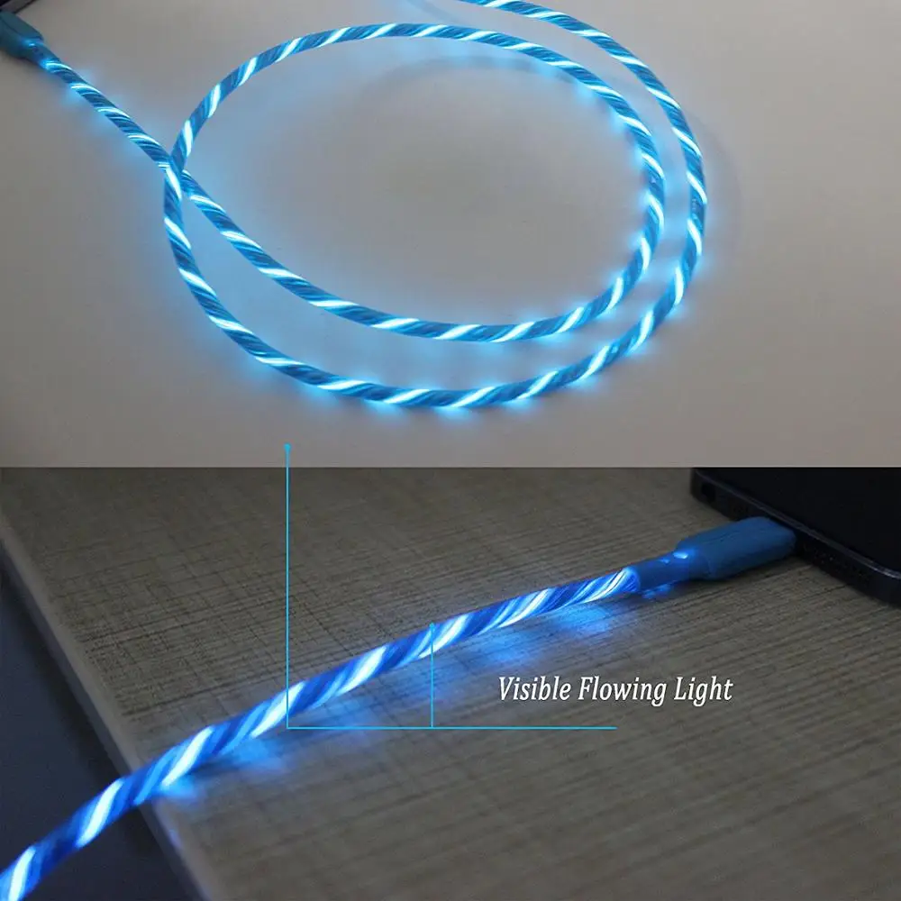 New Micro USB Cable Luminous Flowing EL Light Cable Charge and Sync Cord for Samsung,LG,Nexus,Android Smartphones and More - ANKUX.COM