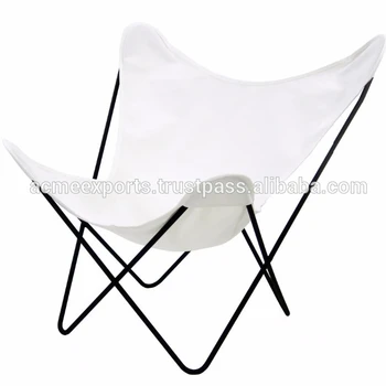 White Leather Folding Long Lasting Erfly Chair With Iron Stand White Leather Folding Long Lasting Erfly Chair With Iron Stand