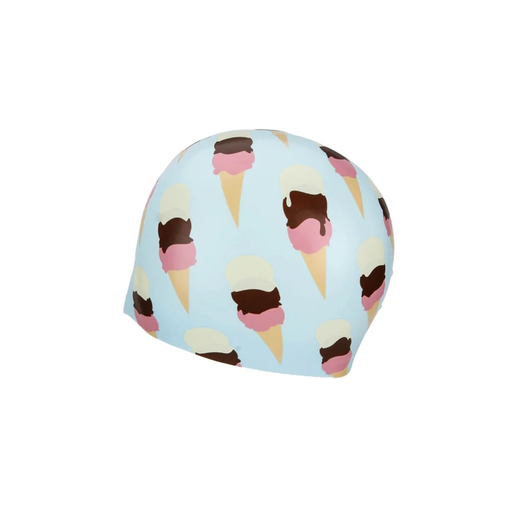 Fashionable Quality Customized Logo Printed Cute Silicone Waterproof Funny Swim Caps