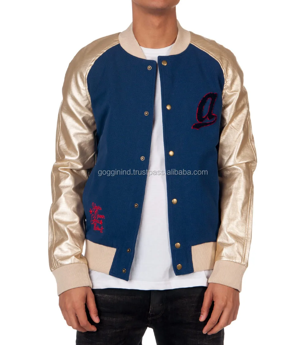 2017 Wholesale Men Custom Cotton Fleece Baseball Jacket Letterman Blank