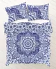 Lotus Flower Blue Ombre designer hand made bed sheets Printed Cotton Duvet Handloom Screen Printed Knitted Bedsheet Duvet cover