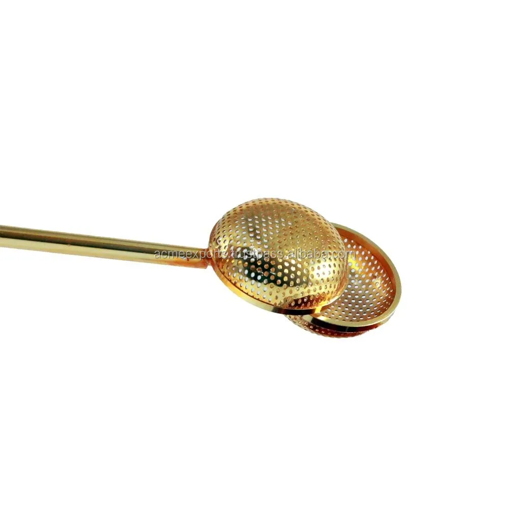 Brass Long Handle Push Button Tea Infuser Gold Buy Tea Makers