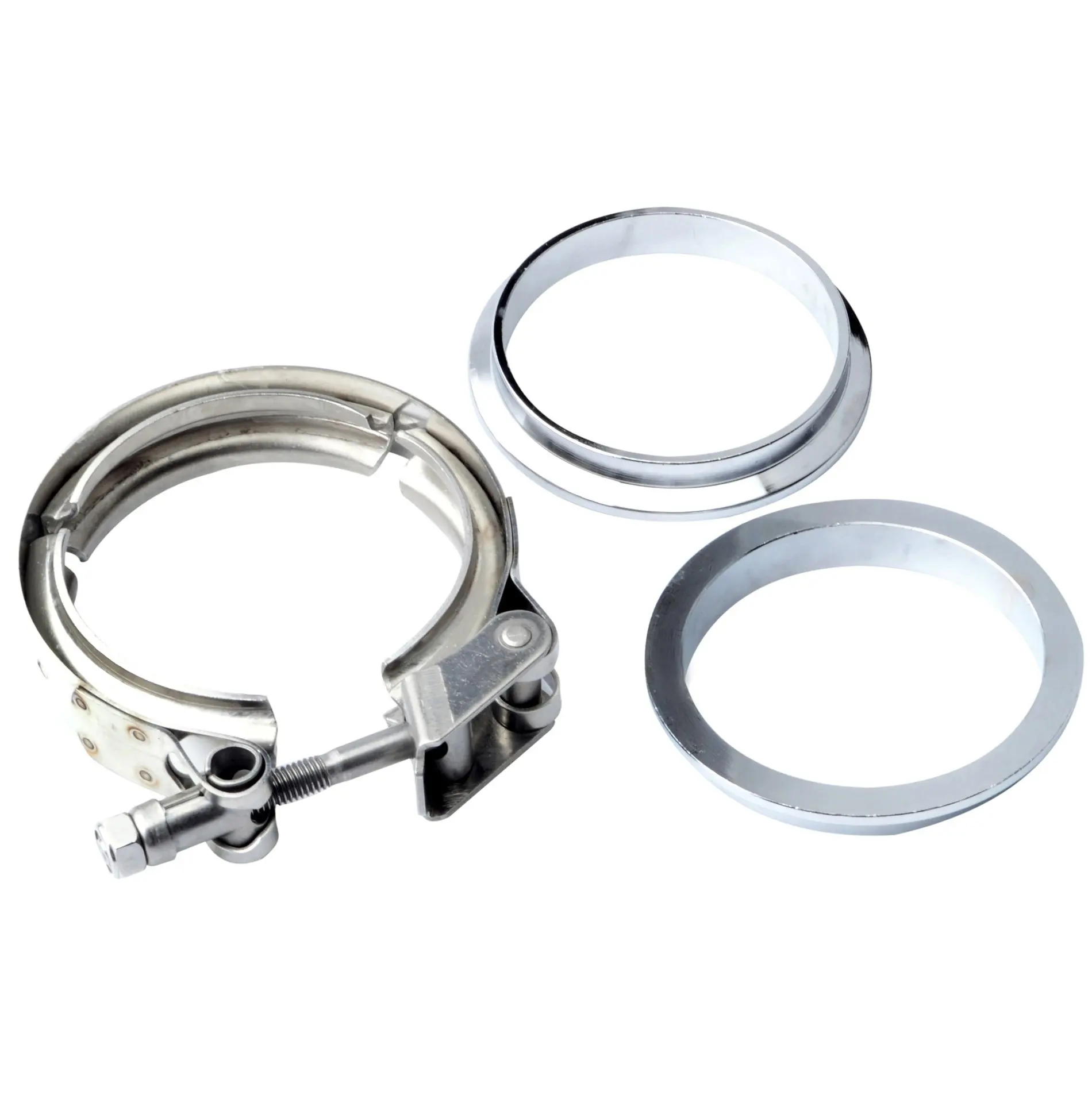 OBX Universal 3 Inch Stainless Steel V-Band Turbo Downpipe Exhaust Clamp Vband Non Adjustable 2Pcs
