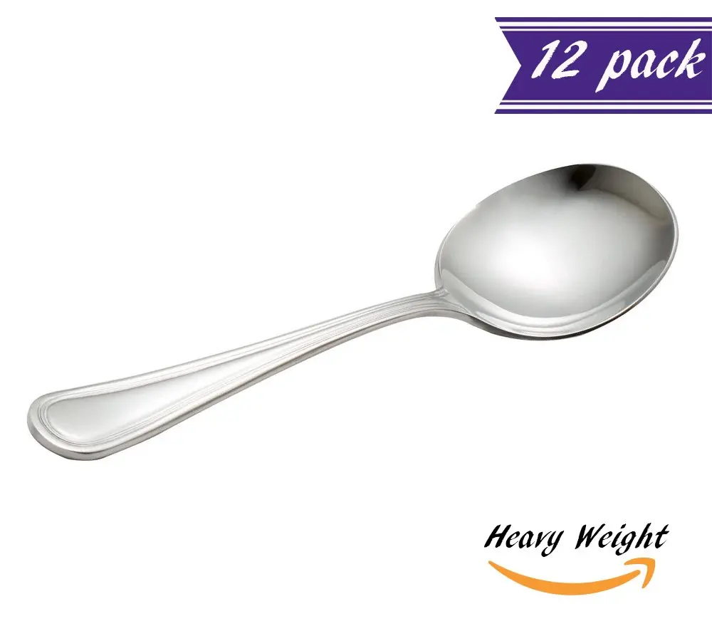 Buy Flatware Soup Spoons Round Stainless Steel Spoon for Bouillon