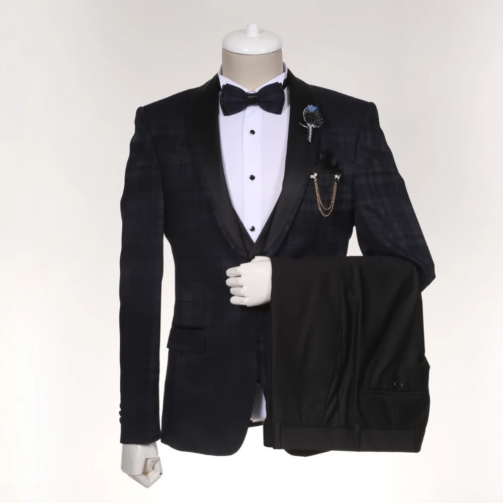 Black Men Suits Slim Fit Tuxedos Wedding Suits For Men 2019 3 Piece