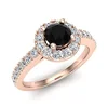 14K Solid Rose Gold 1.50TCW Real Round Black Solitaire Diamond Engagement Ring